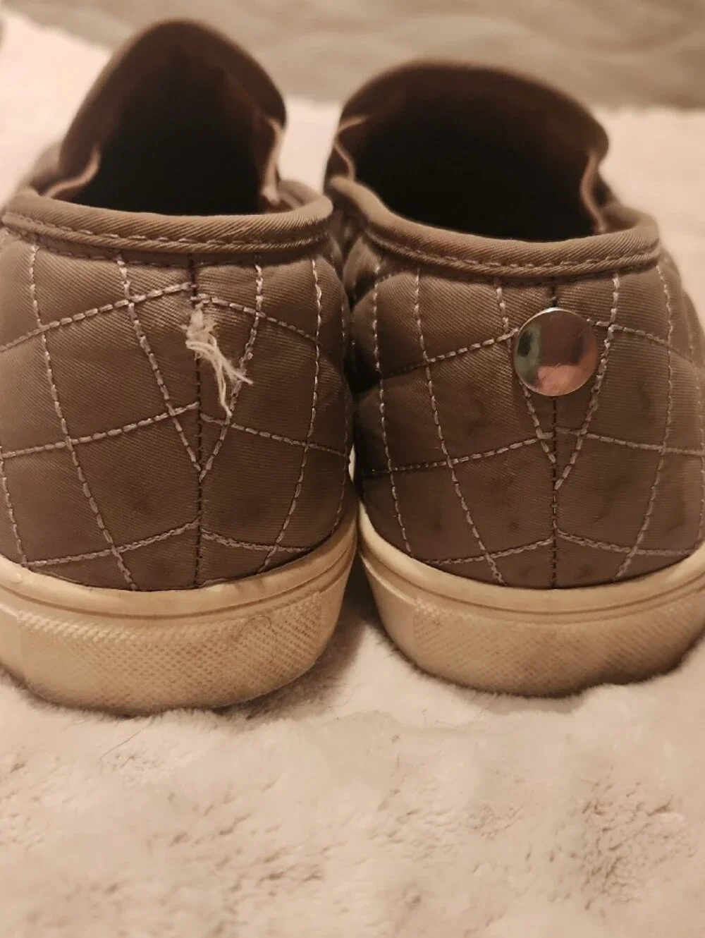 Quilted Slip-On Women's Casual Sneakers - Taupe/Beige Size 9